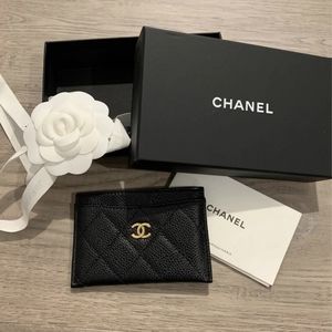 Chanel Quilted Black Caviar Card Holder